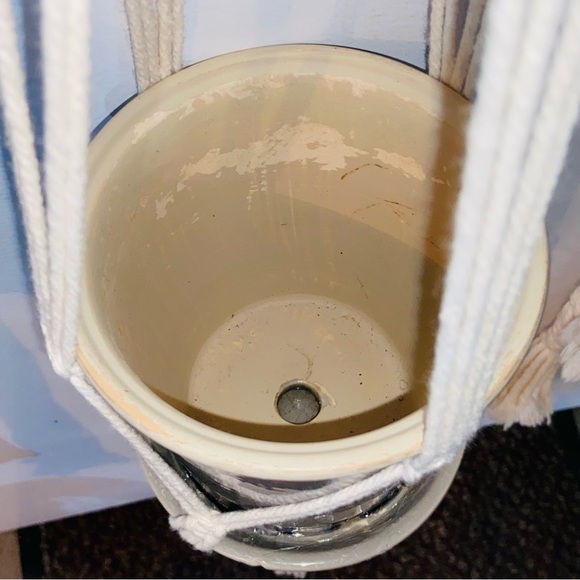 🪴Like New-2 Cream Macrame Pot/Plant Hangers-& 2 One Of A Kind Pottery Planters - Picture 12 of 16